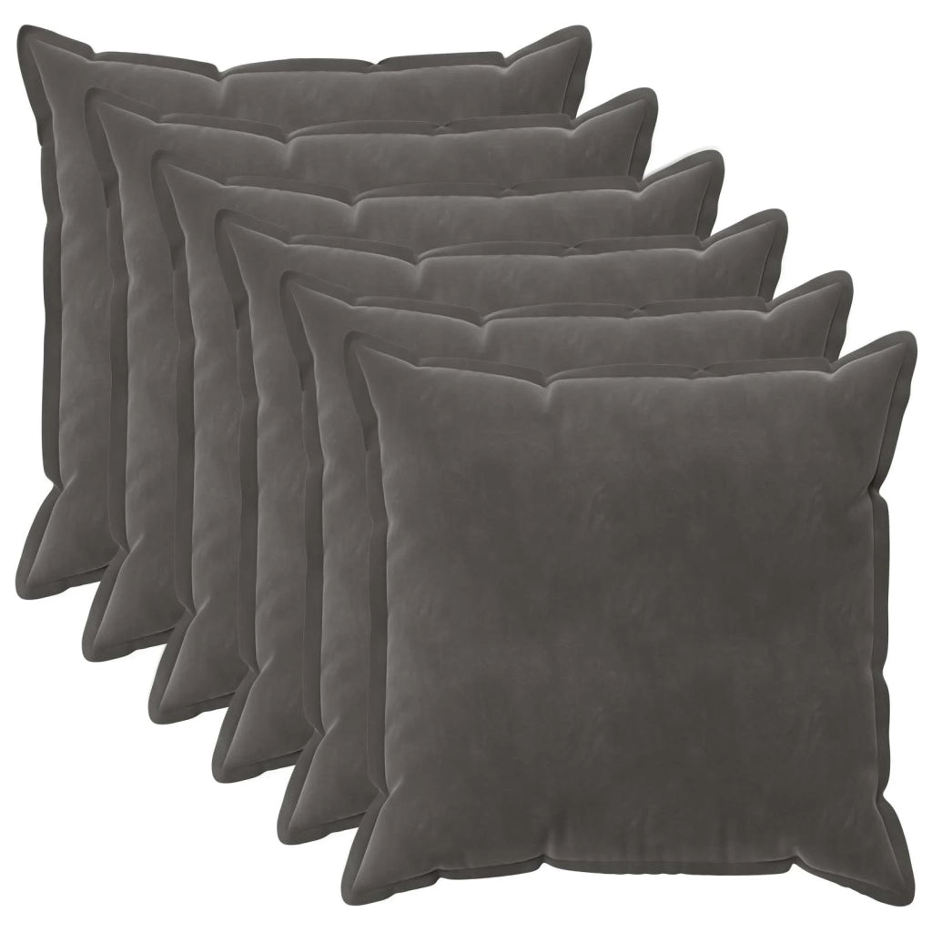 Federa 6 pcs HOUTEN Grigio Scuro 80 x 80 cm Velluto 921584