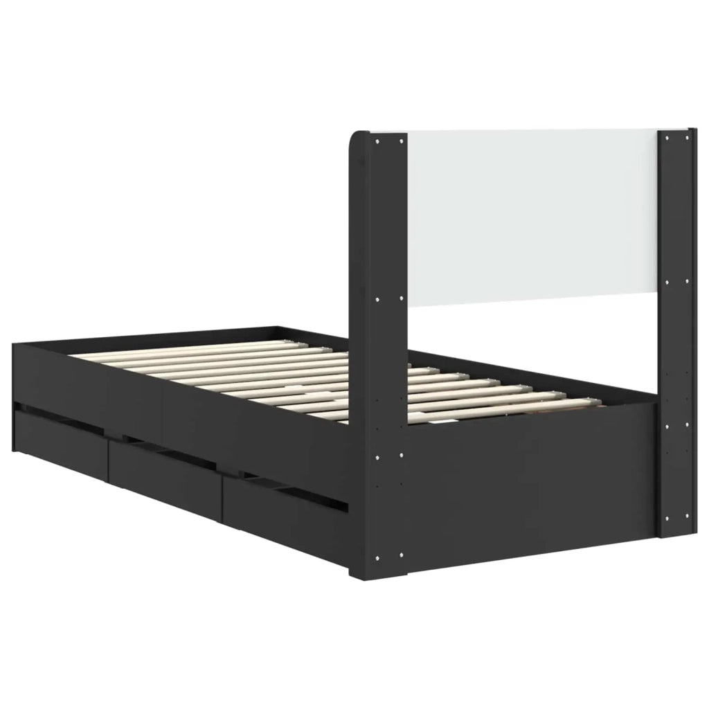 Struttura del letto con stoccaggio e testata Nero 90 x 190 cm 3414342