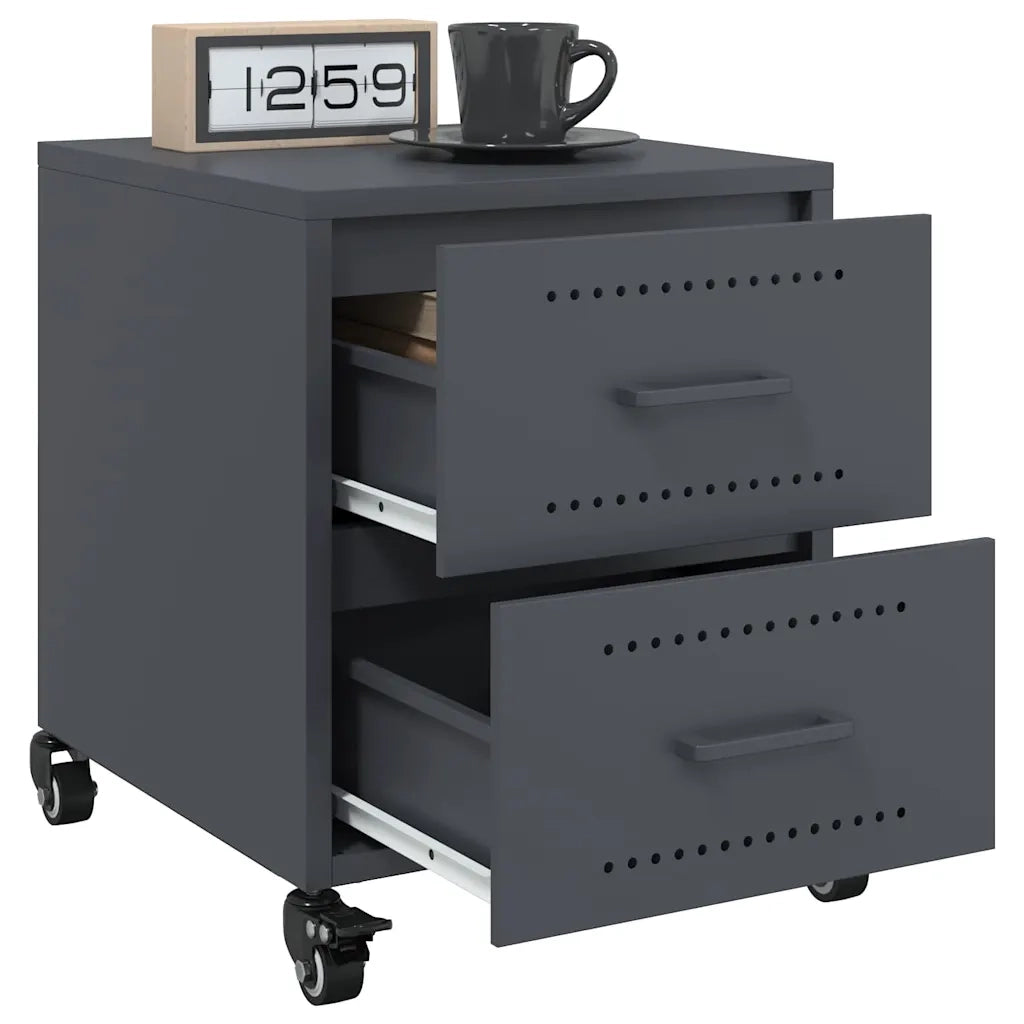 Comodino Antracite 36x39x43,5 cm in Acciaio 846630