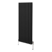 Radiatore a colonna ovale e valvole cromate TRV Designer nero 1600mm x 600mm