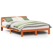 Letto matrimoniale | Letto per adulti | Giroletto senza Materasso Marrone Cera 140x200cm Massello Pino