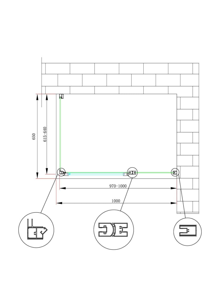 Box doccia angolare parete fissa e porta battente e fisso in linea vetro 6 mm reversibile Misura Fisso 61,5-64 porta 97-100 (35+65)