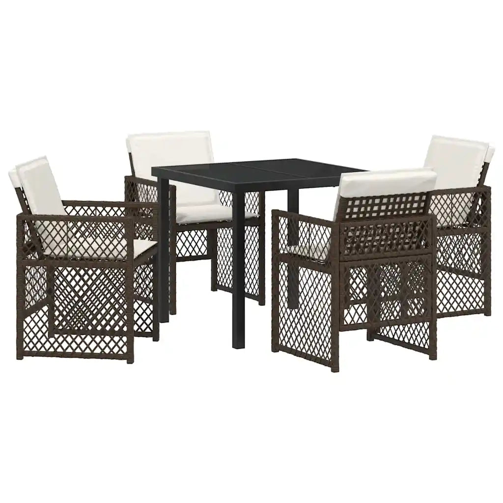 Set da Pranzo per Giardino 5 pcs Marrone polyrattan