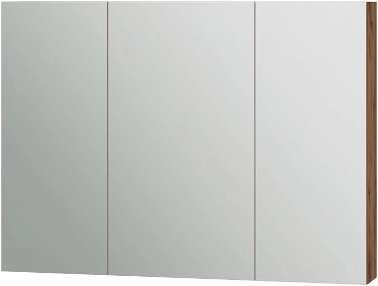 Specchio contenitore bagno Lotta, Rovere, 79.7 x 73.2 cm con 2 porte, per montaggio a parete con specchio integrato e ripiani