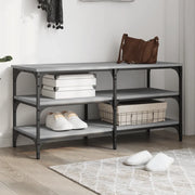 Panca Porta Scarpe-Sgabello-Panca Scarpiera Grigio Sonoma 100x38,5x49 Legno Multistrato