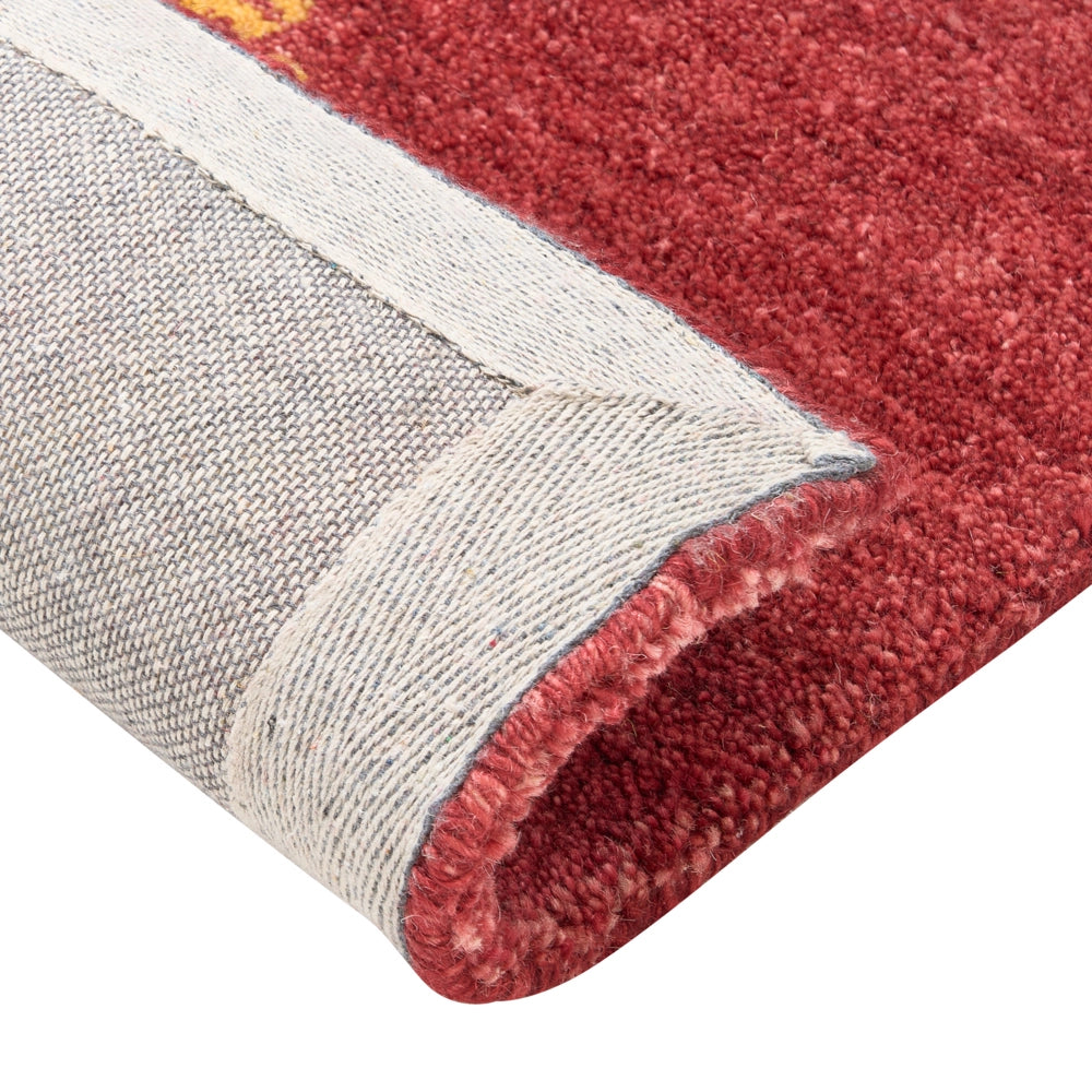 Tappeto Gabbeh di lana rossa fatto a mano con motivo animale 200 x 300 cm stile boho soggiorno camera da letto