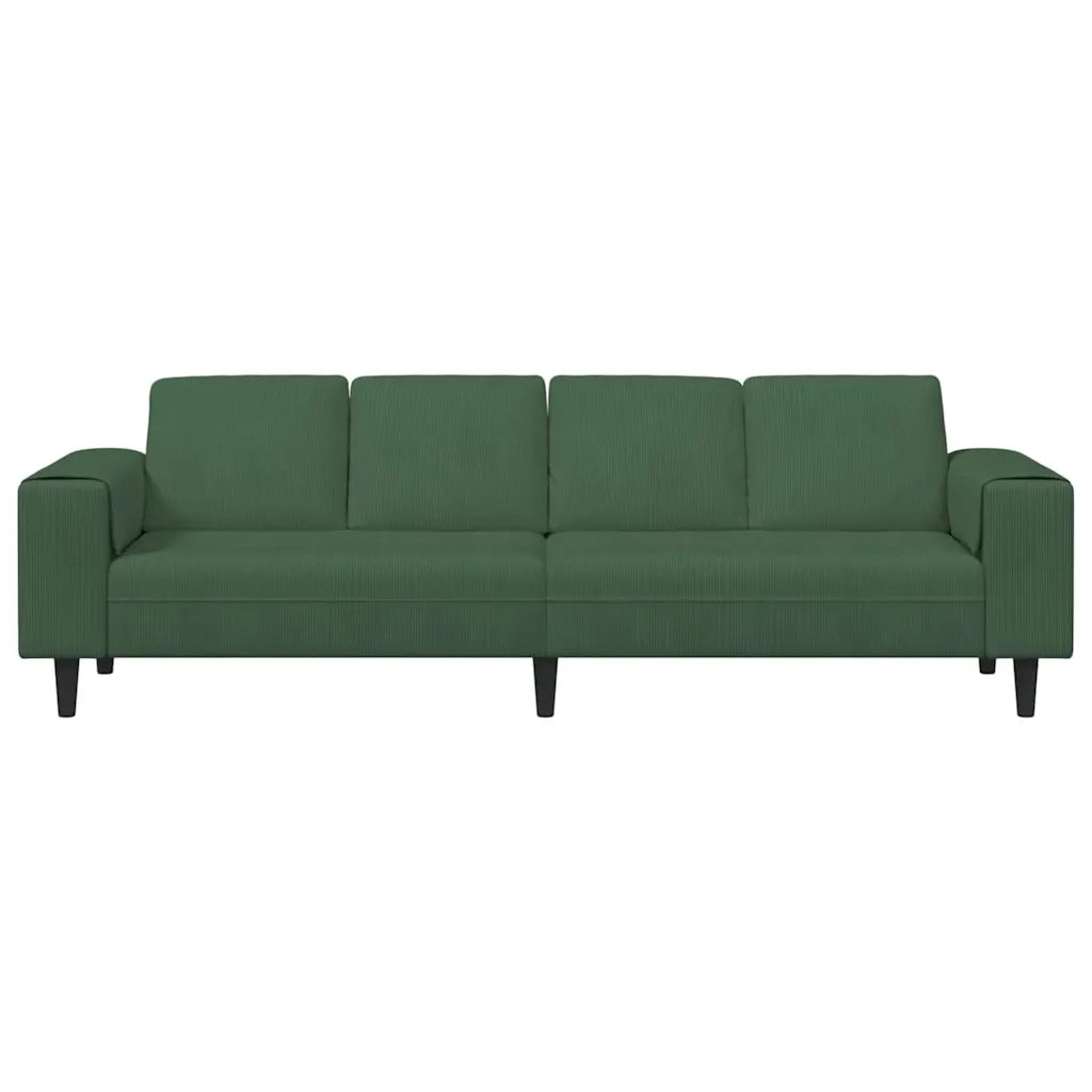 Divano Verde Scuro 250 x 77 x 76 cm Tessuto in Cords 3335105