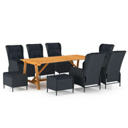 Set Mobili da Pranzo per Giardino 9 pz Grigio Scuro cod mxl 42229
