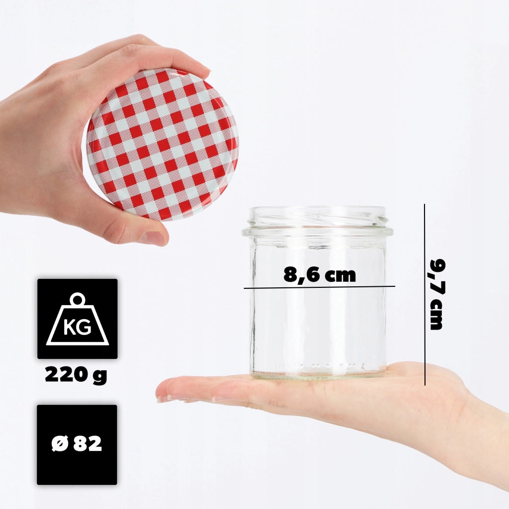 Barattoli di vetro KADAX Avila 350ml 10pz 82mm + coperchi "Red Lattice"