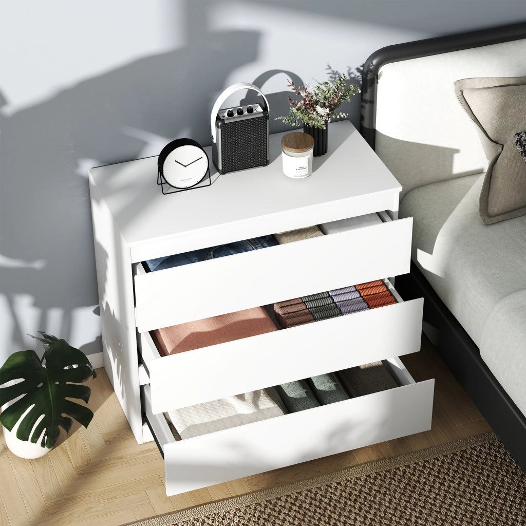 Cassettiera 3 Cassetti ¨C Zephmum ¨C Bianco Legno 80x39x73 cm