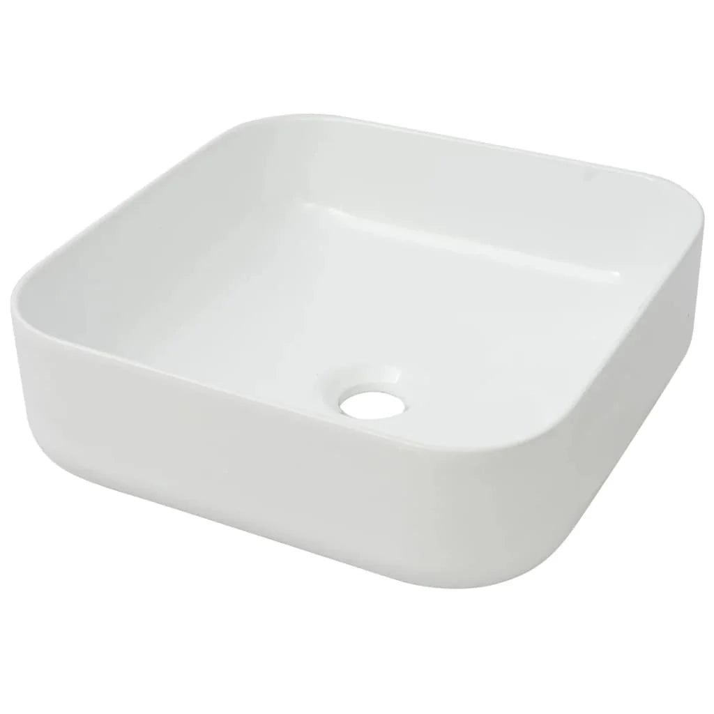 Lavabo da bagno 38 x 38 cm quadrato in ceramica bianco 02_0002525