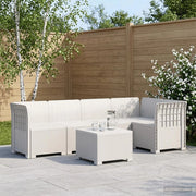 Divano da Giardino 5 Posti Stile Rattan PP Bianco 3444068