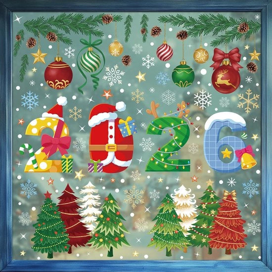 Decorazioni per vetro, adesivi statici, accessori per Natale, adesivi per vetro, stile 3