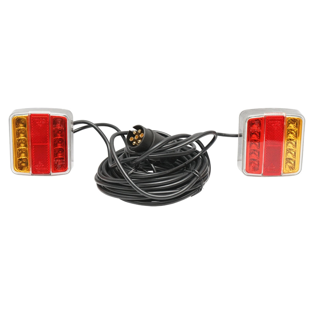 Set di luci LED magnetiche per rimorchio, spina a 7 poli, cavo da 2,5 m tra le luci posteriori, cavo spina da 7,5 m 12 V Breckner Germany