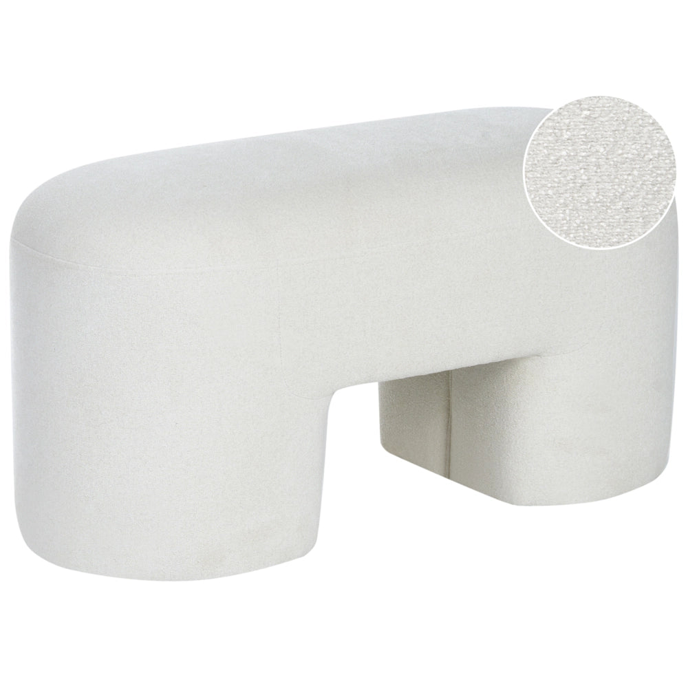 Panchina Bianco Boucle da salotto o camera da letto con gambe larghe in stile moderno