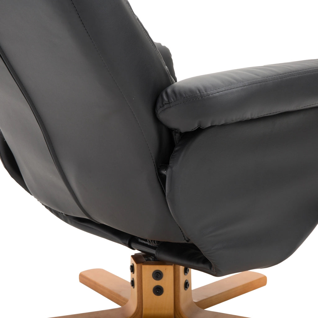Poltrona Reclinabile Relax con Poggiapiedi in Pelle ¨C Zephmum ¨C Nero