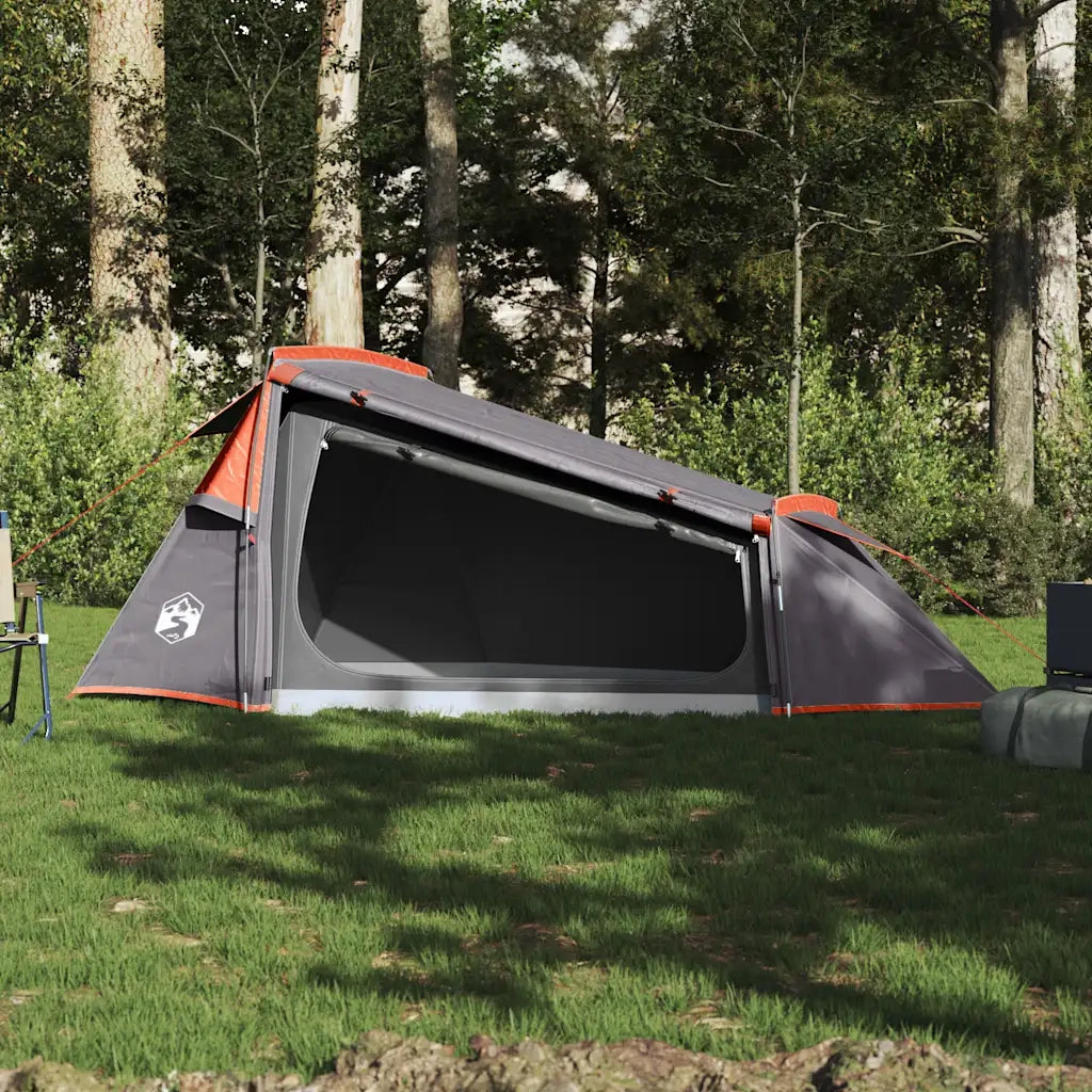 Tenda da Campeggio a Tunnel per 2 Persone Grigio e Arancione 94614