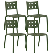 Set 4 Sedie In Polipropilene e Fibra Di Vetro Sedia Cucina Trattamento Uv Antiscolorimento Giardino Interno Esterno Moderne Robuste Resistenti Seduta Terrazzo Soggiorno Bar Ristorante Impilabili Zoe-Verde