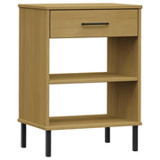 Mobile Consolle | Tavolo d'Ingresso Gambe Metallo Marrone Legno Massello Pino OSLO