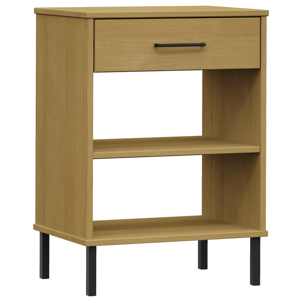 Mobile Consolle | Tavolo d'Ingresso Gambe Metallo Marrone Legno Massello Pino OSLO