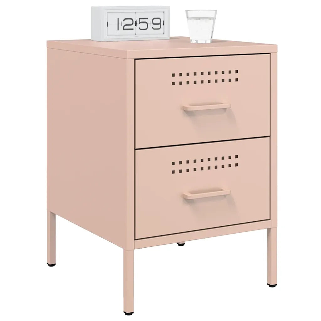 Set di 2 Comodini | Armadio da Notte | Mobiletto da notte Rosa 36x39x50,5 cm in Acciaio