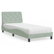 Letto con Materasso-Struttura Letto con Materasso Grigio Chiaro 90x200 cm in Velluto
