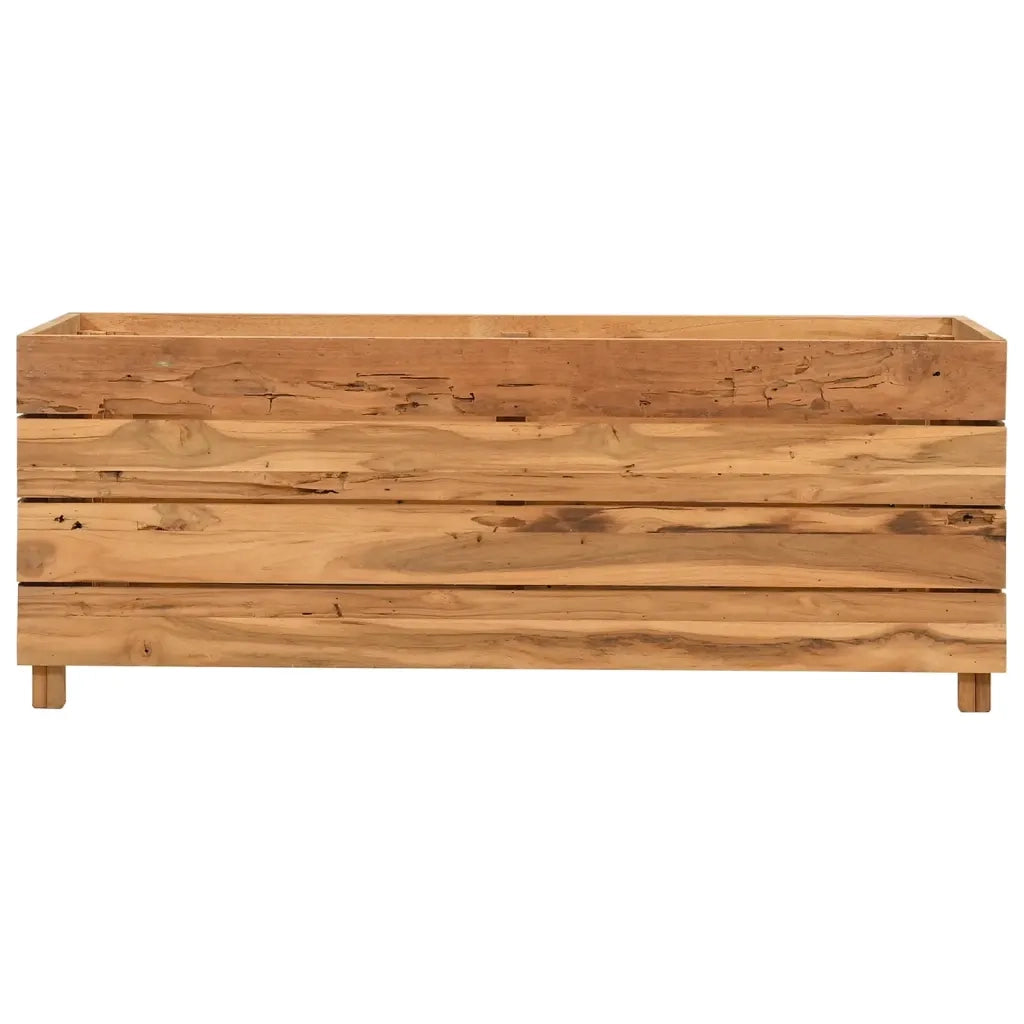 Fioriere | Cassetta per fiori | Letto Rialzato 100x40x38 cm Legno di Teak di Recupero e Acciaio