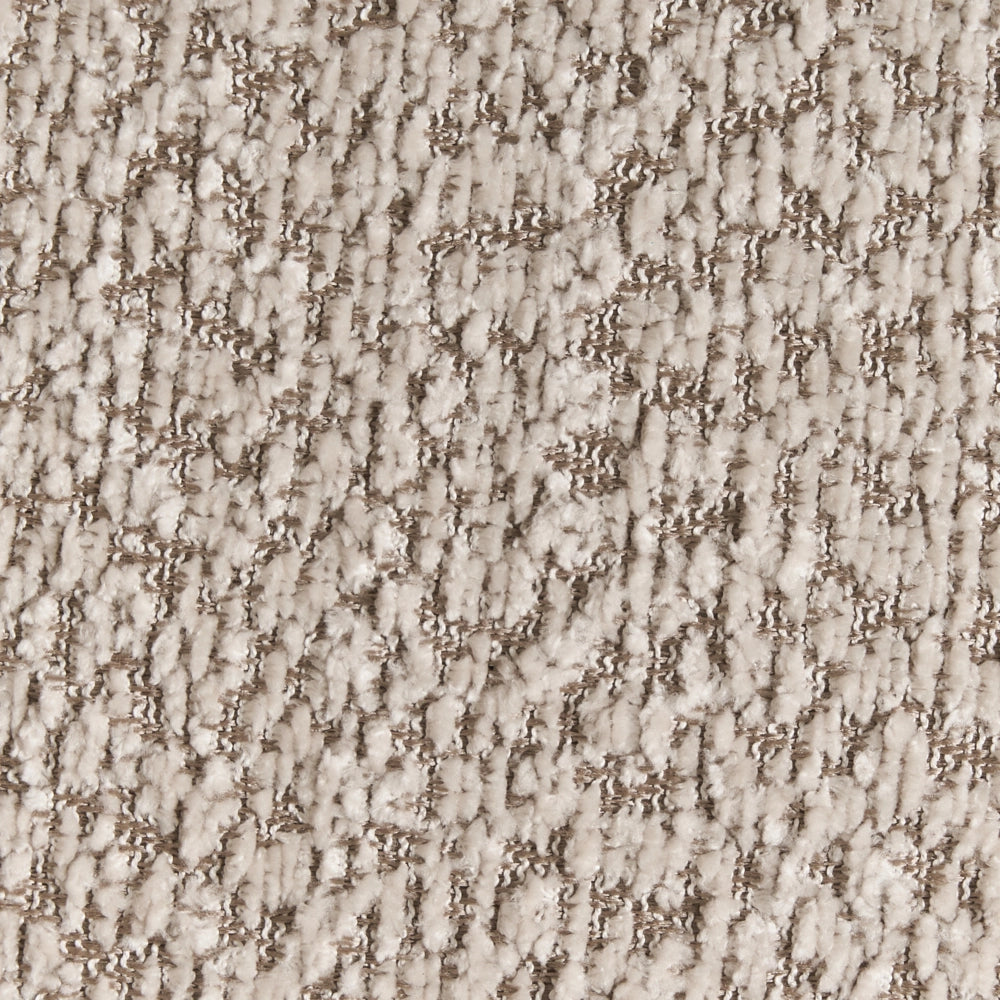 Poltrona imbottita in ciniglia con schienale curvo seduta moderna in stile scandinavo colore beige chiaro