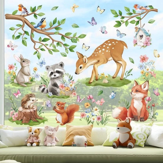Decorazione per finestre animali boschi cervi volpi uccelli decorazione per finestre lente estate decorazione per finestre sicura antibottura decorazione per finestre doppia faccia lente estate