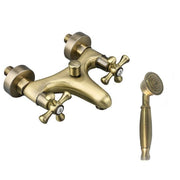 Trade Shop - Rubinetto Bagno Vasca Doccia Miscelatore Doppia Manopola Ottone Bronzo Satinato -