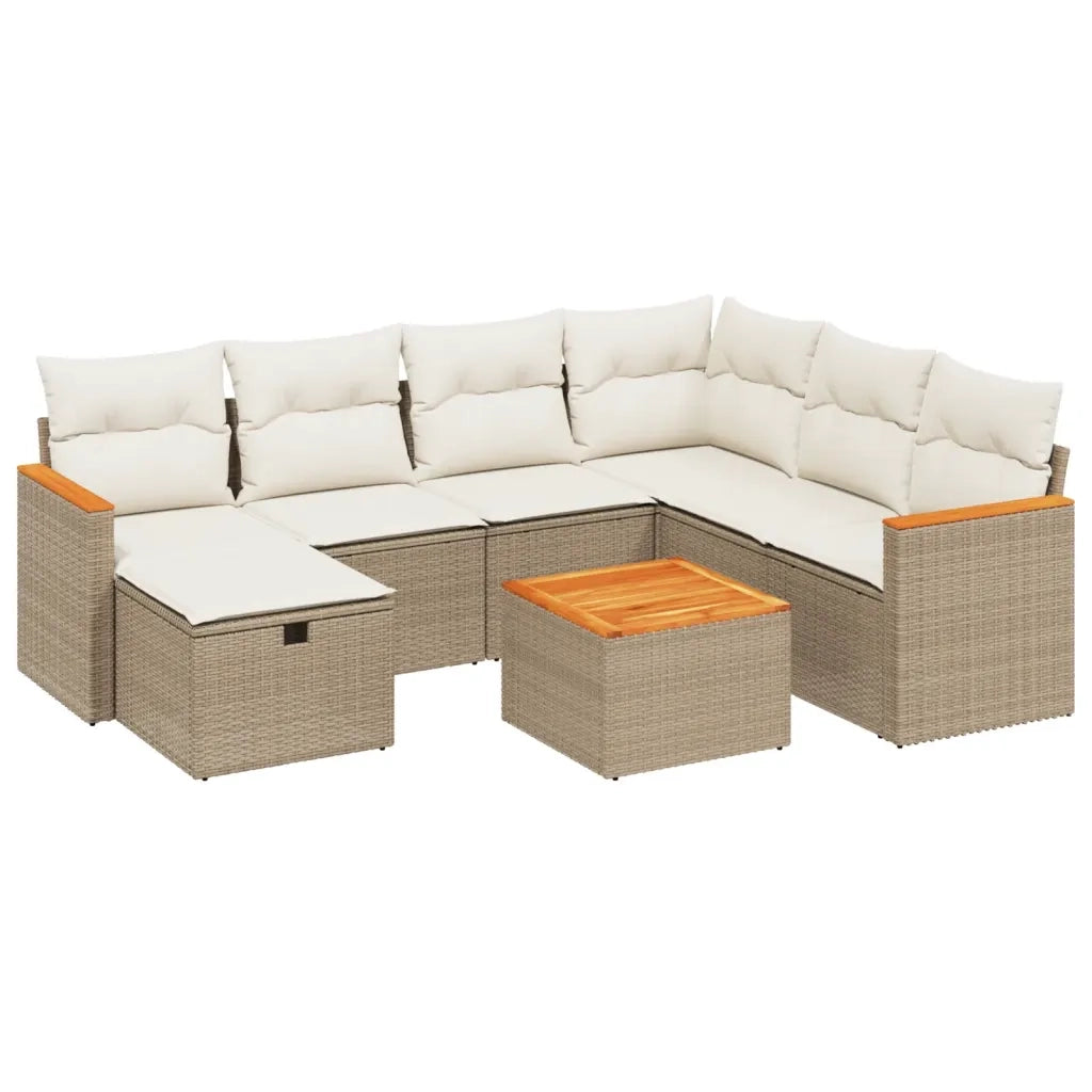 Set Divano da Giardino 8 pz con Cuscini Beige in Polyrattan 3265335