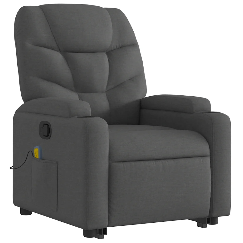Poltrona Alzapersona Massaggi Reclinabile Grigio Scuro Tessuto 3204609