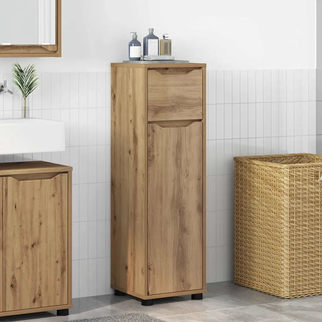 Mobile da Bagno | Armadio da bagno con porta Rovere artigianale 30,5 x 30 x 101 cm