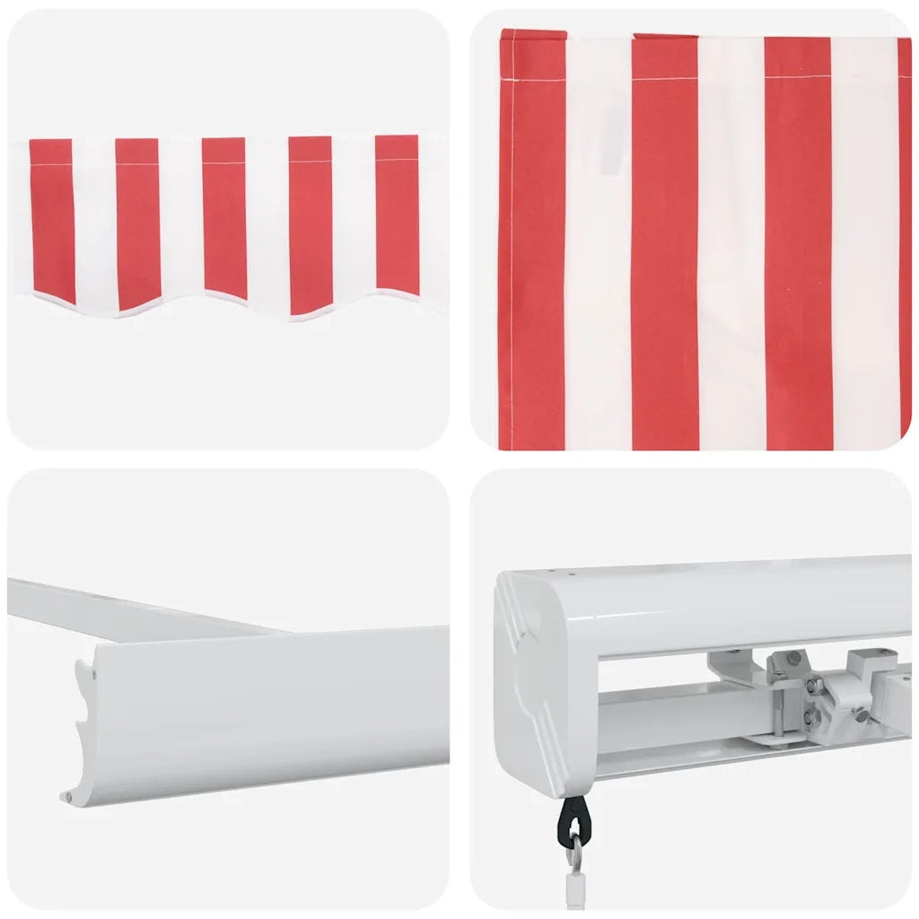 Tenda Retrattile Rosso e Bianco 350 x 250 cm Tessuto e Metallo 3330279