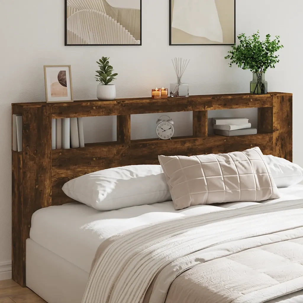 Testiera | Testata LED Rovere Fumo 200x18,5x103,5 cm Legno Multistrato