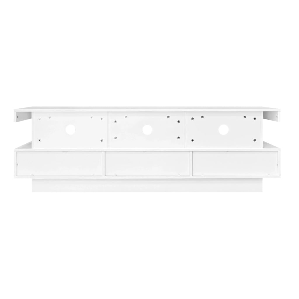Mobile TV con 3 vani in vetro e LED Bluetooth - per soggiorno - 160x38x50.5 cm - bianco
