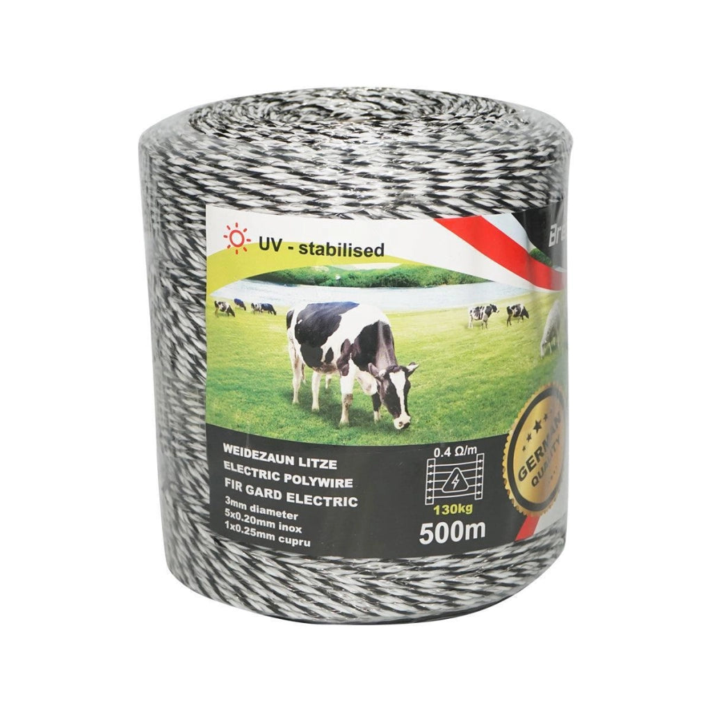 Filo per recinto elettrico, Lunghezza 500 MT, Ø3mm 5x0.2mm SS 1x0.25mm Cu, 0.4 Ohm/m, Recinzioni Elettriche Baisan