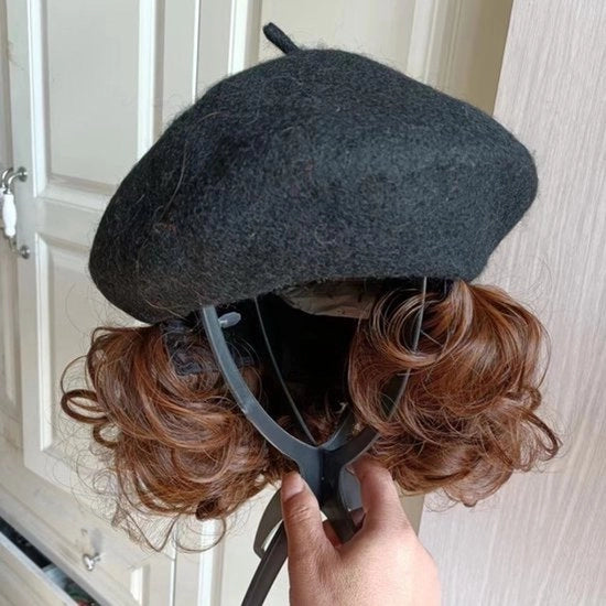 Parrucca da donna per autunno e inverno, parrucca con capelli a ciocche corte e ondulate imitanti, copricapo naturale per donne.