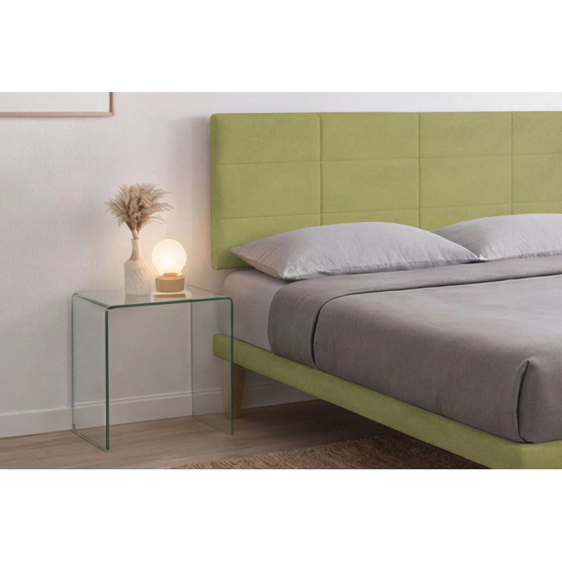 Letto imbottito Letto Matrimoniale alla Francese 140x200 cm Square - Con rete,Microfibra,Tè verde