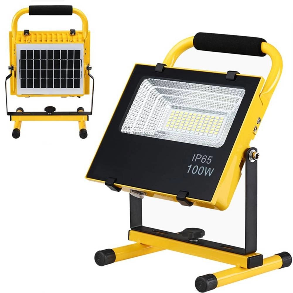 Trade Shop - Lampada Faro Lavoro Portatile Con Pannello Solare 100w 1000lm Luce Emergenza Sos -