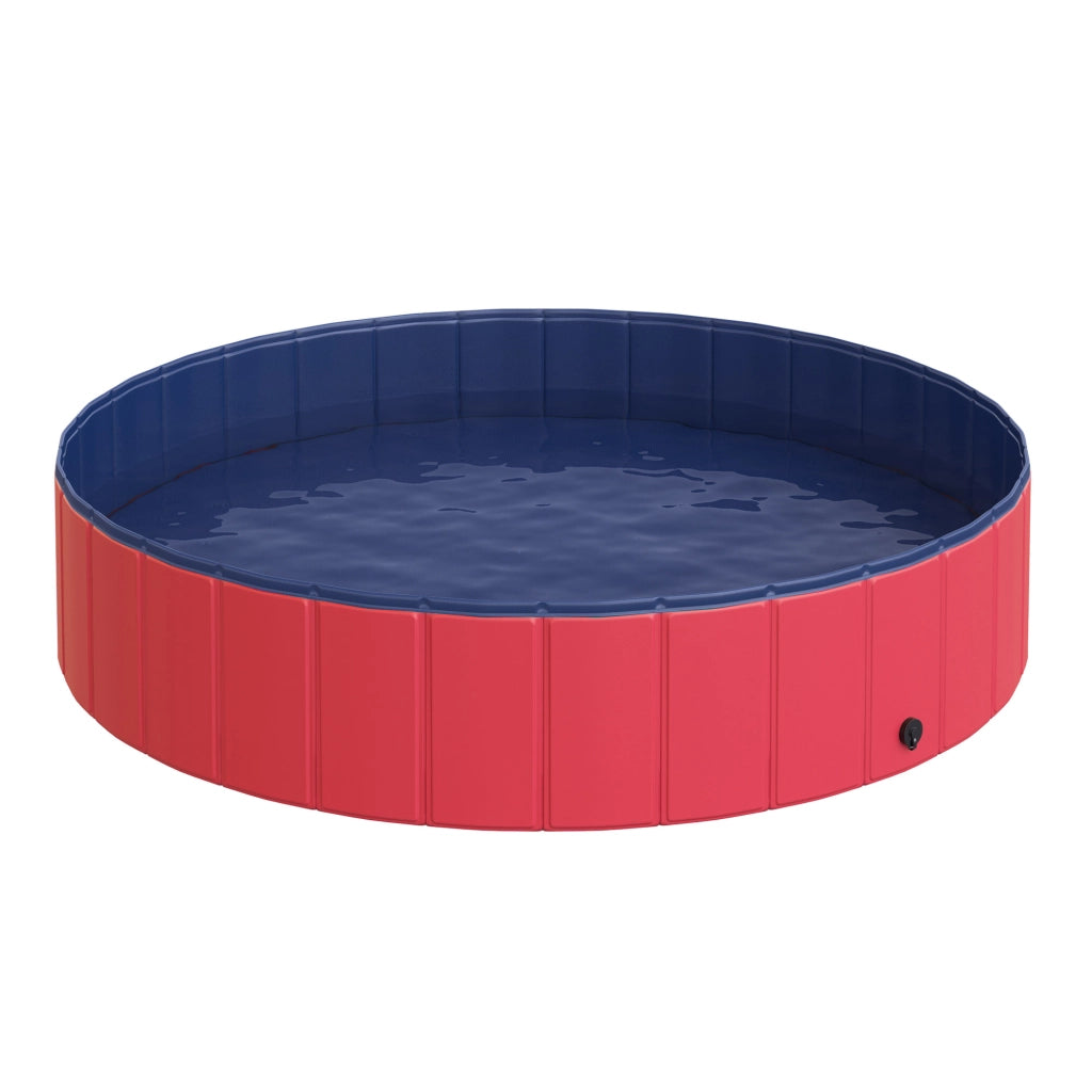 Vasca da bagno per cani e gatti pieghevole ¨C zephmum ¨C plastica e legno rosso ?140x30 cm