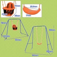 Altalena da Giardino 2 in 1 per Neonati e Bambini da 6 Mesi a 8 Anni, Arancione e Blu