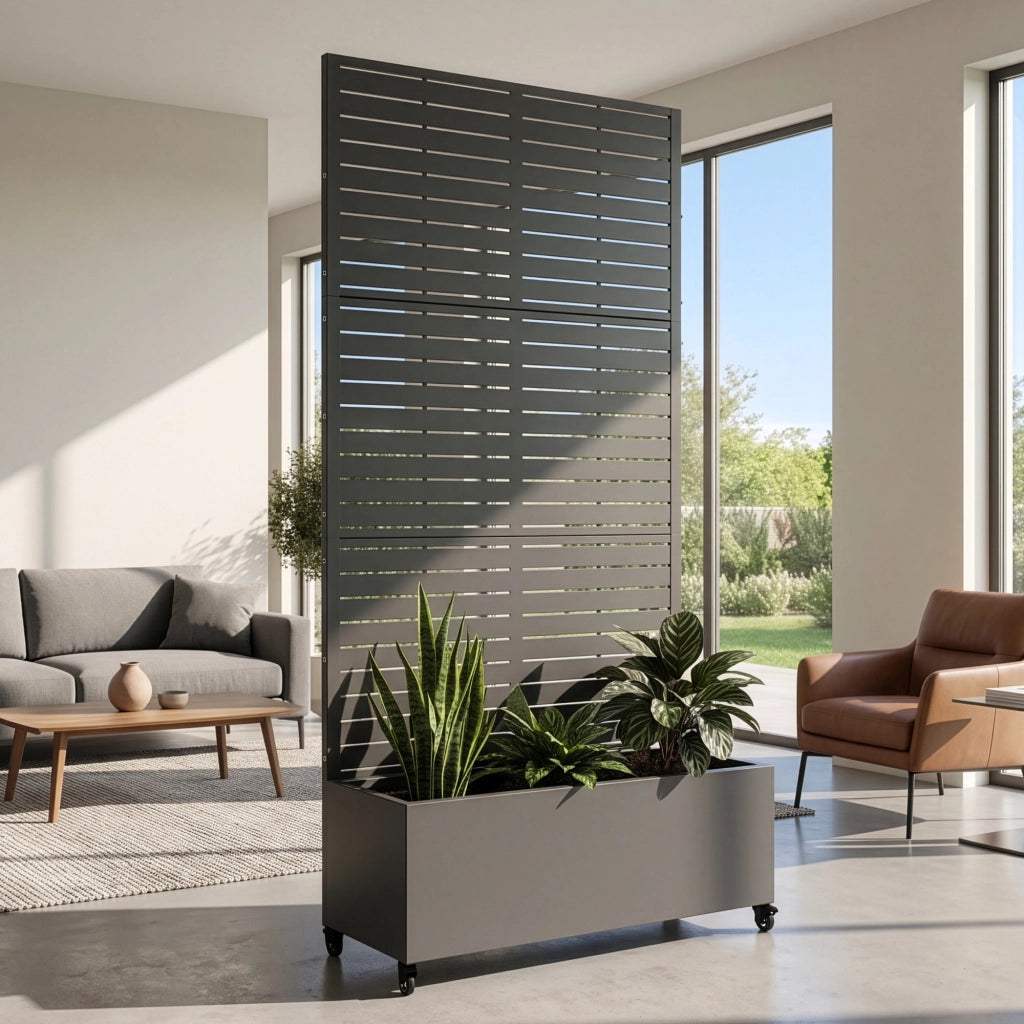 Fioriera con Spalliera Nodepp in Acciaio 190 x 82 x 38 cm - Grigio Antracite casa.pro