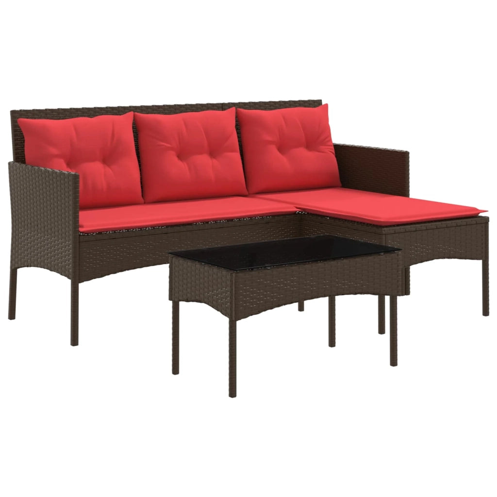 Set Divano da Giardino 2 pcs Marrone e Rosso polyrattan