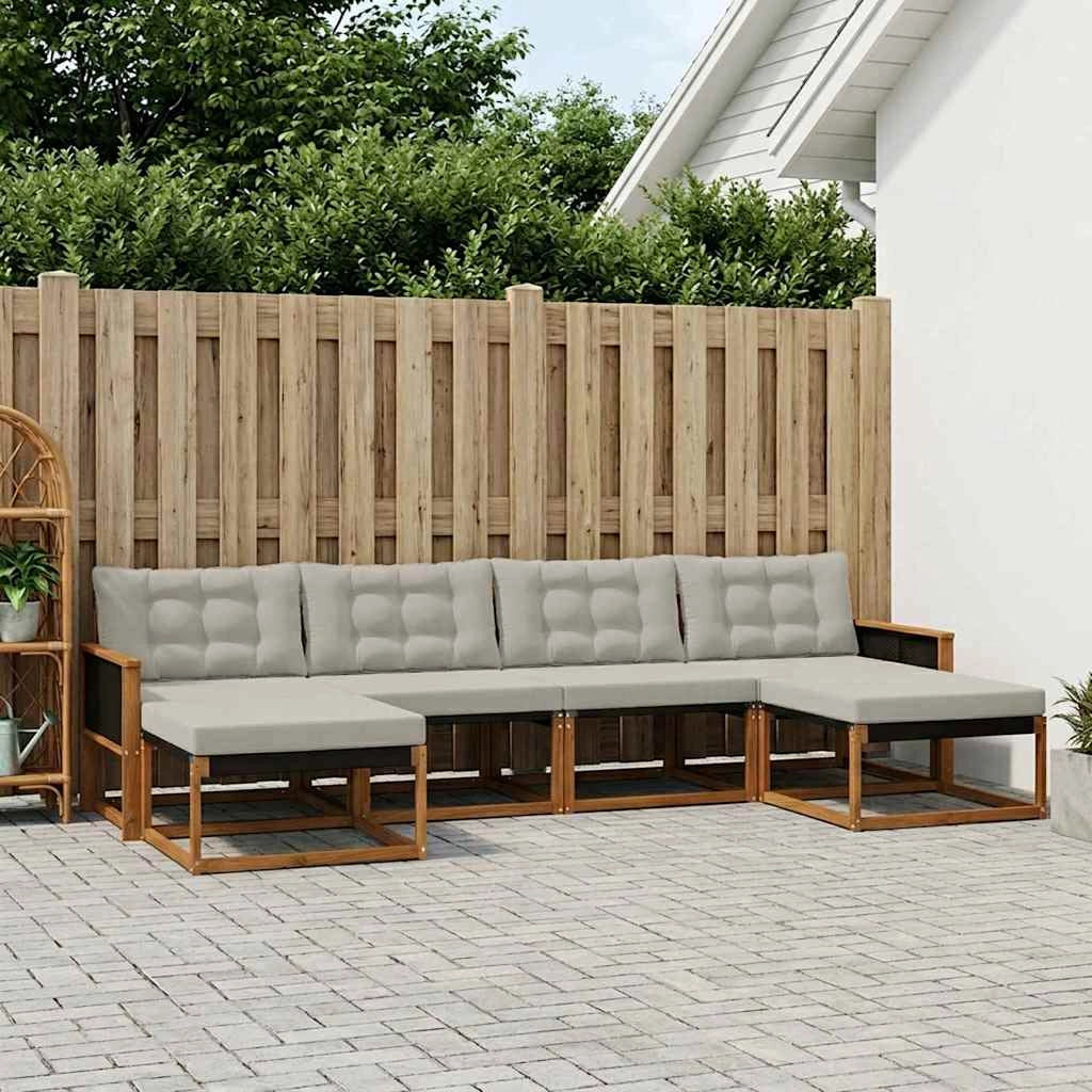 Set di divani da esterno 6 pz Naturale e Grigio Chiaro 3381591