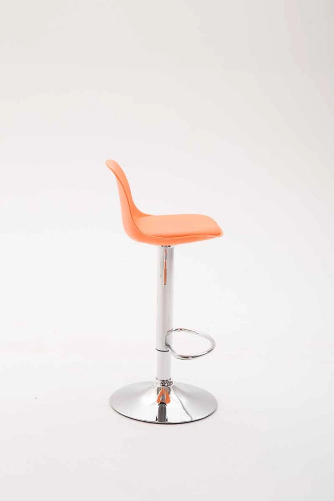 Sgabello di design KIEL in polipropilene e similpelle cromo,arancione
