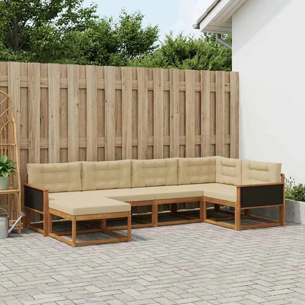 Set di divani da esterno 6 pz Naturale e Beige 3382696