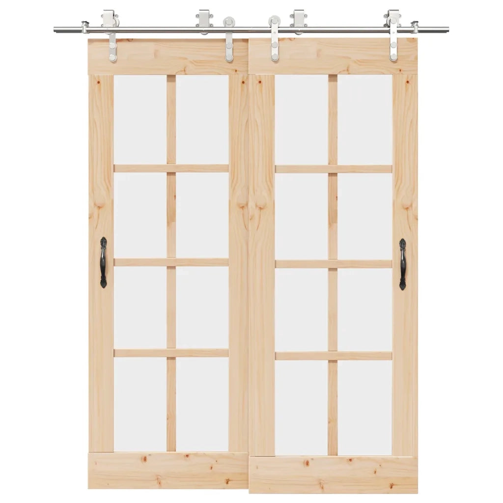 Kit Binari Porta Scorrevole 183 cm Acciaio Inossidabile Argento 3295761