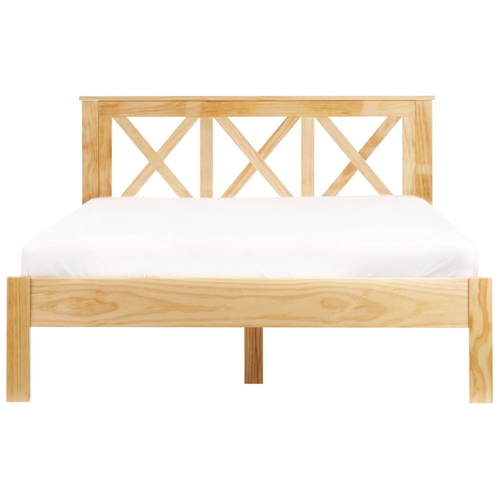 Letto in marrone chiaro con Rete a Doghe Design Elegante 140 x 200 cm