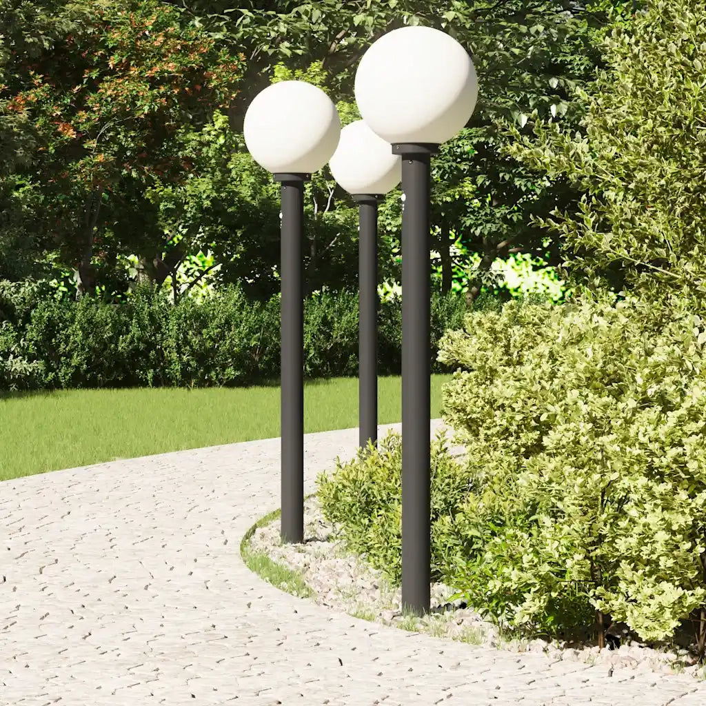 Lampioni a paletto con sensore 3 pz 120 cm neri IP44 4006118